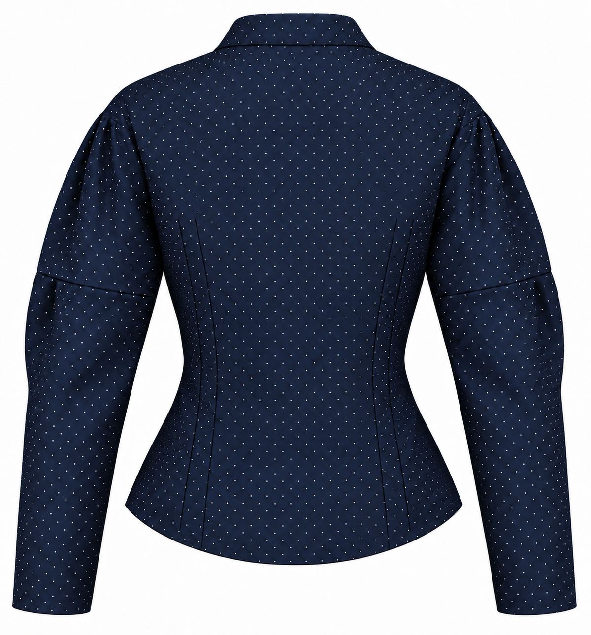 LIVIA NAVY BLUE SHIRT WITH WHITE POLKA DOTS