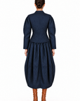 LIVIA NAVY BLUE SHIRT WITH WHITE POLKA DOTS