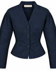LIVIA NAVY BLUE SHIRT WITH WHITE POLKA DOTS