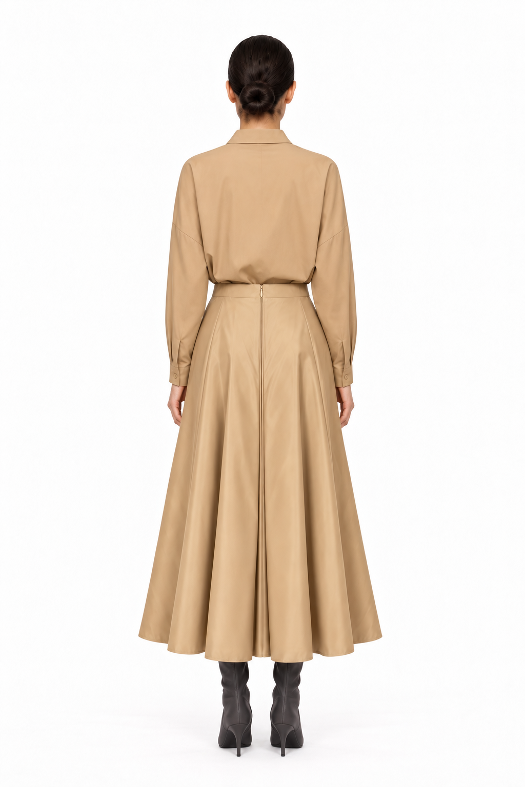 CAMEL TAFFETA SKIRT