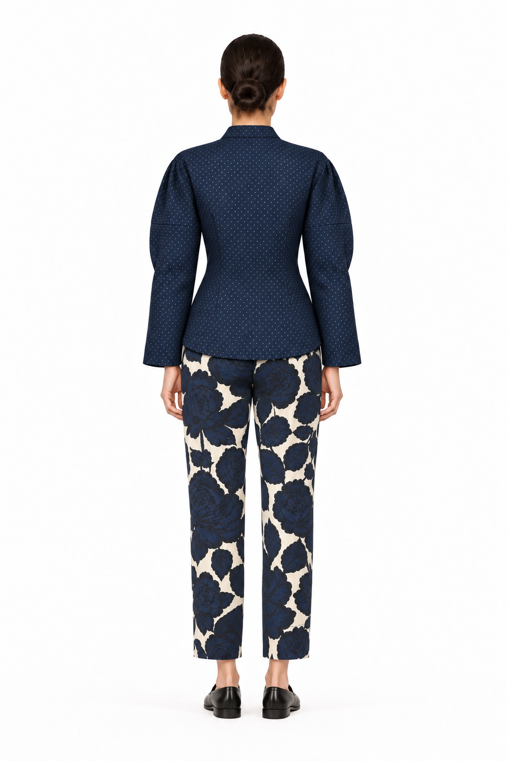 NAVY FLOWER PRINT PANTS