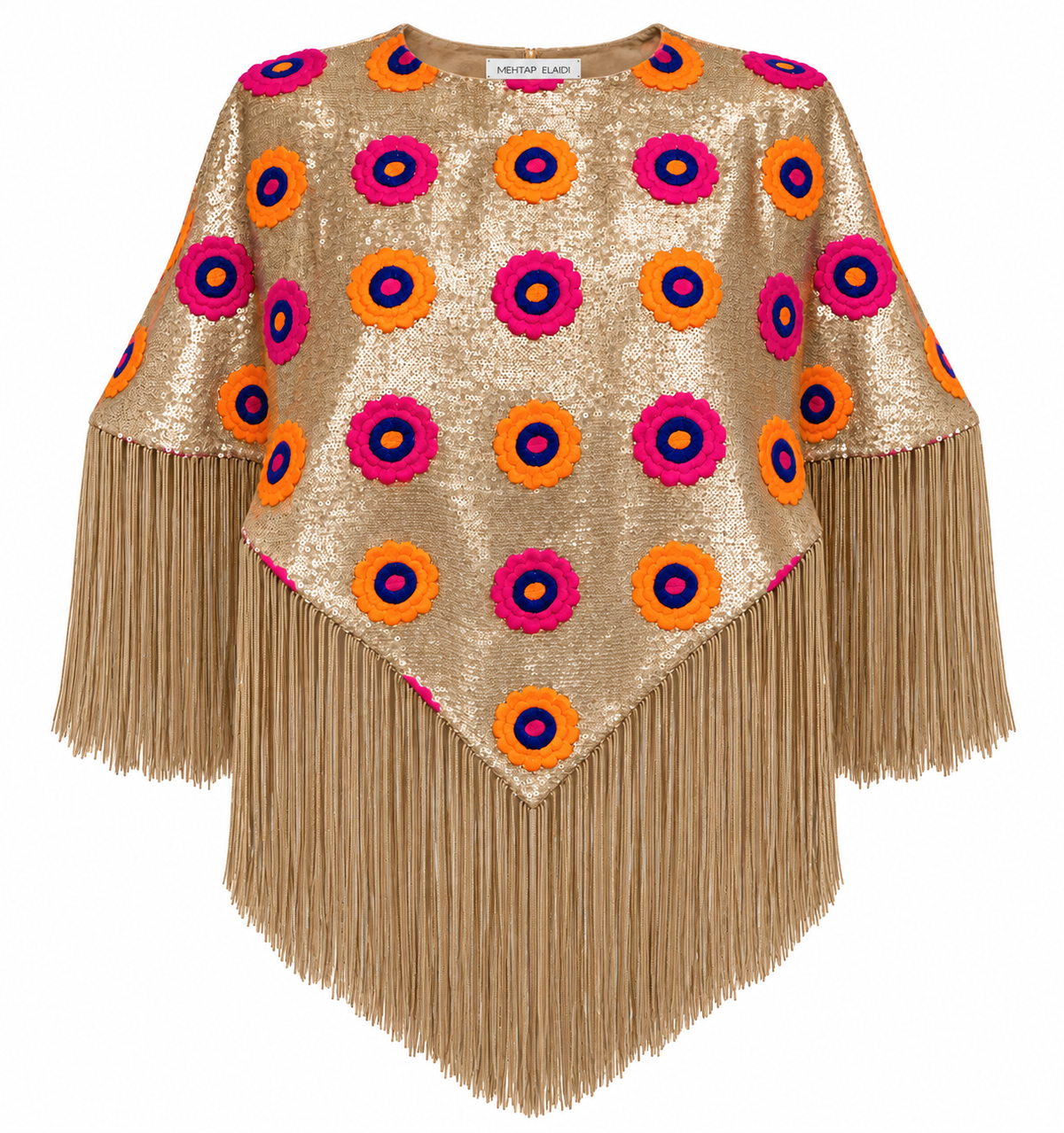 SOLEIL FLORAL EMBROIDERED SEQUIN CAPE