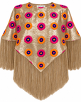SOLEIL FLORAL EMBROIDERED SEQUIN CAPE