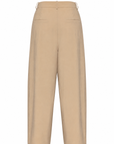 CAMEL PLEATED WIDE LEG TROUSERS