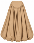 CAMEL TAFFETA BALLOON SKIRT