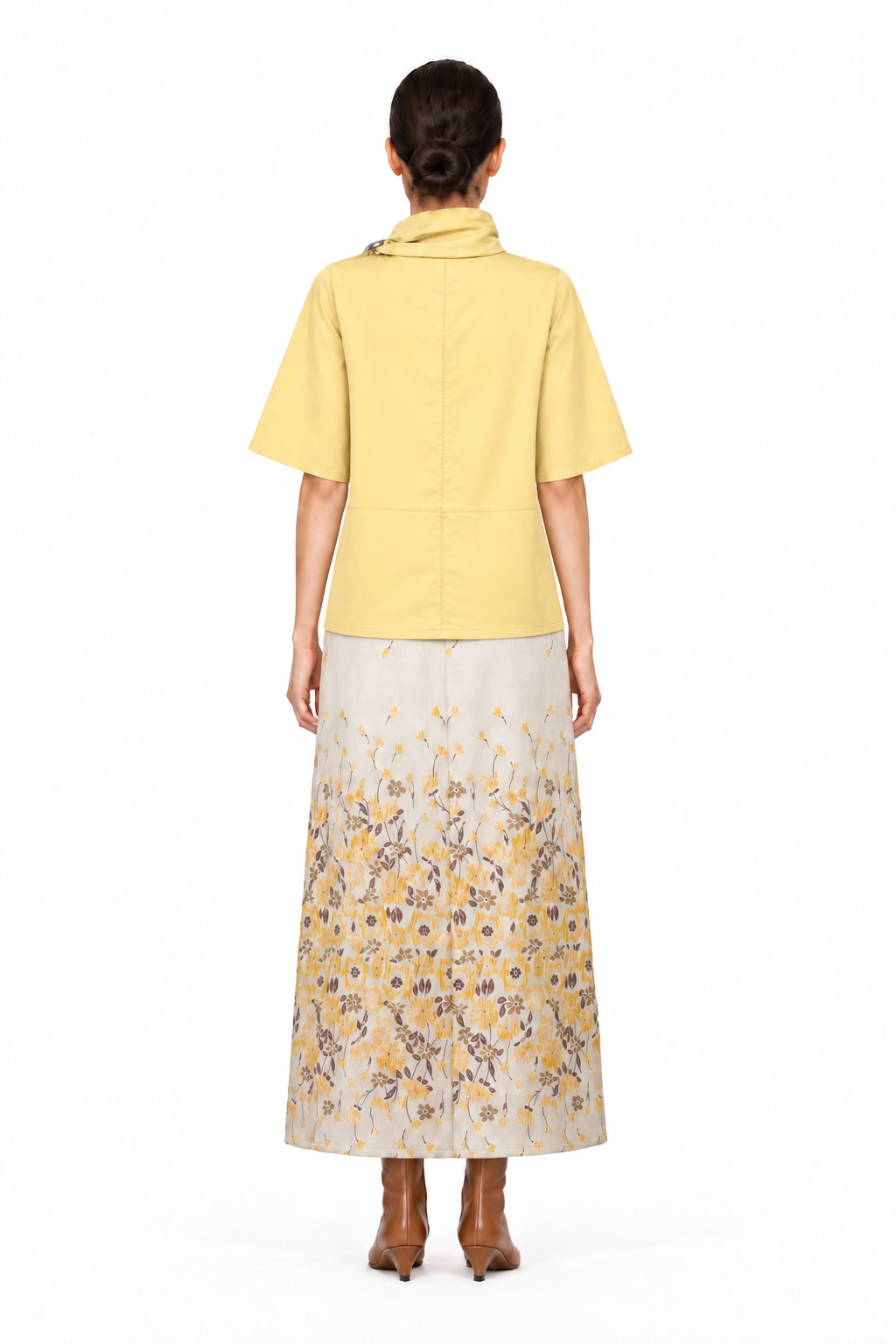 LILYUM BUTTER YELLOW SCARF NECK BLOUSE