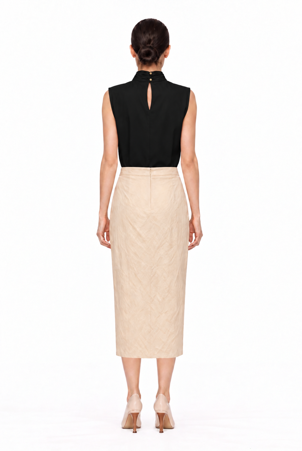 BLACK LALE BLOUSE WITH DRAPED NECKLINE
