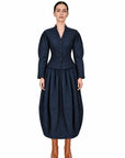 LIVIA NAVY BLUE SHIRT WITH WHITE POLKA DOTS