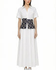 WHITE DRESS WITH DENIM CORSET