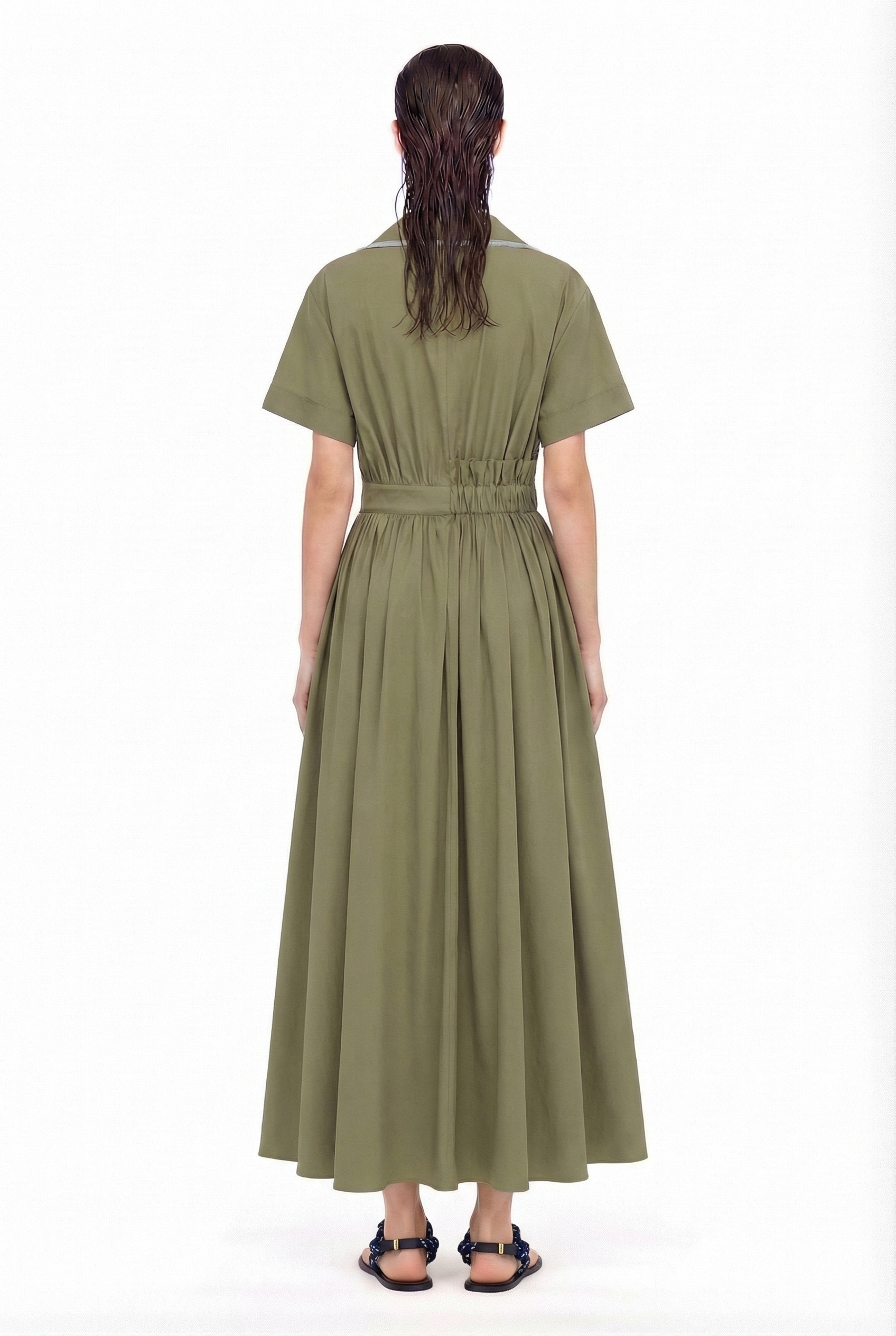 KHAKI POPLIN SHIRT DRESS