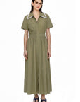 KHAKI POPLIN SHIRT DRESS