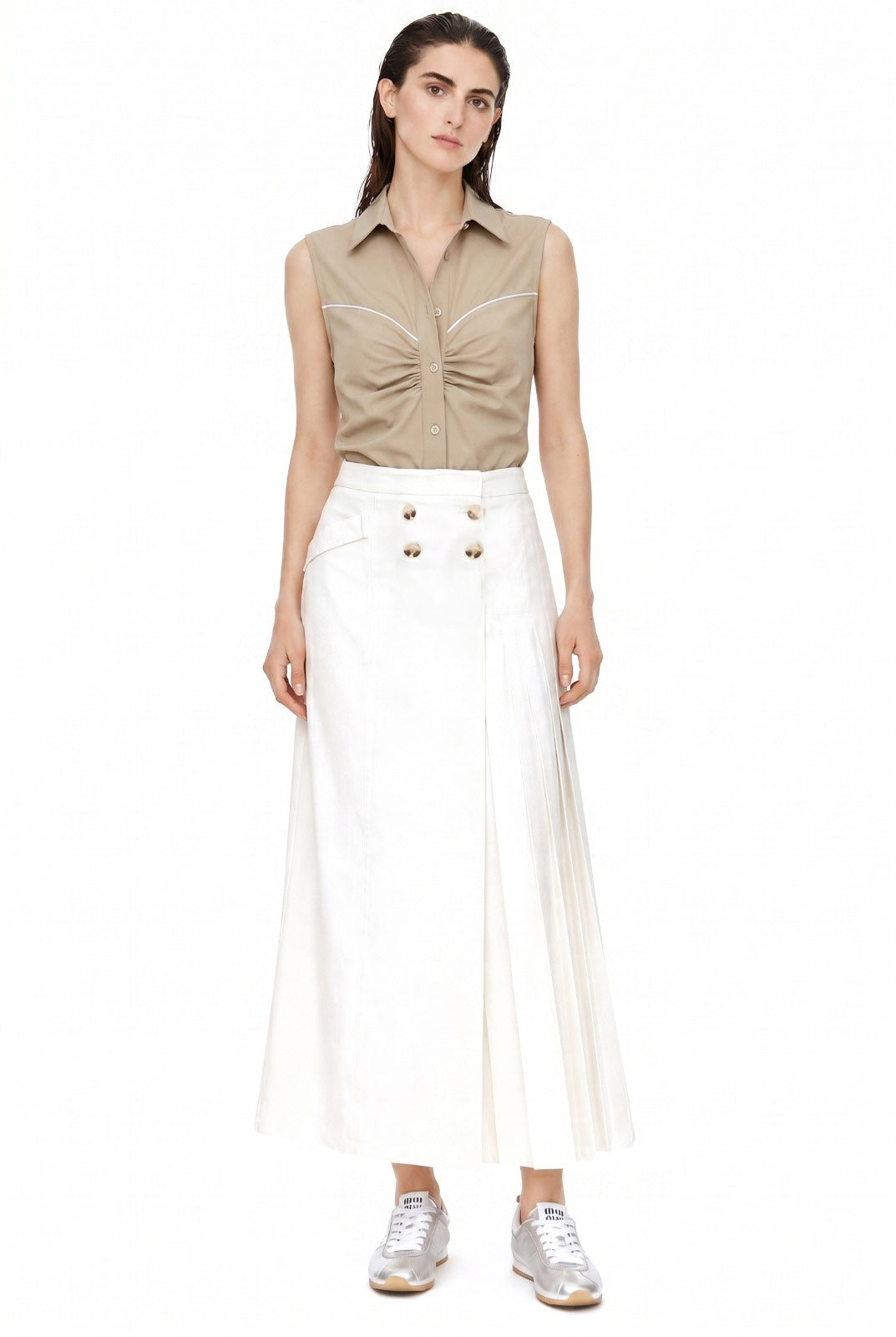 MIDI SKIRT WITH SIDE PLEATS