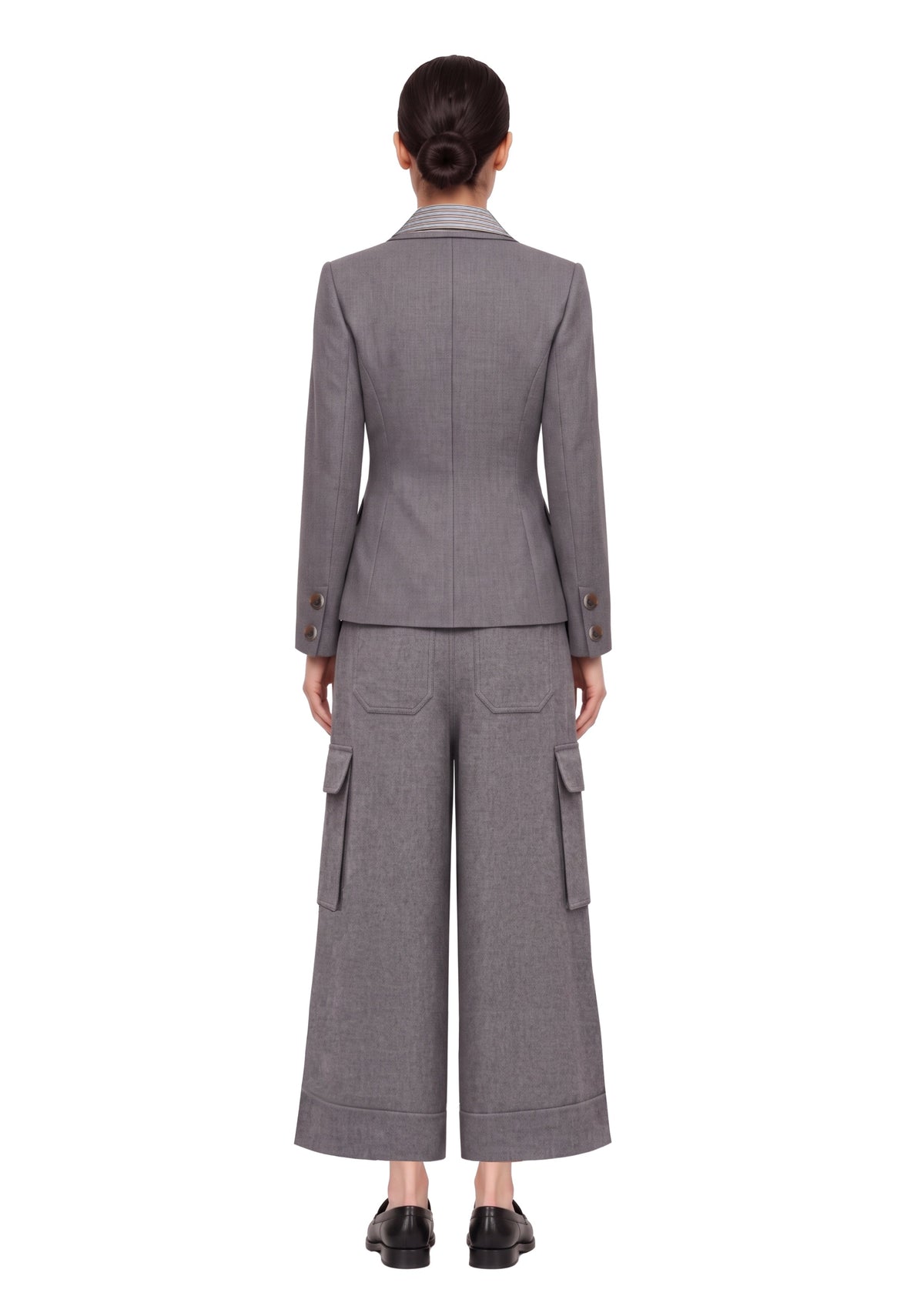 GREY GABARDINE CARGO PANTS