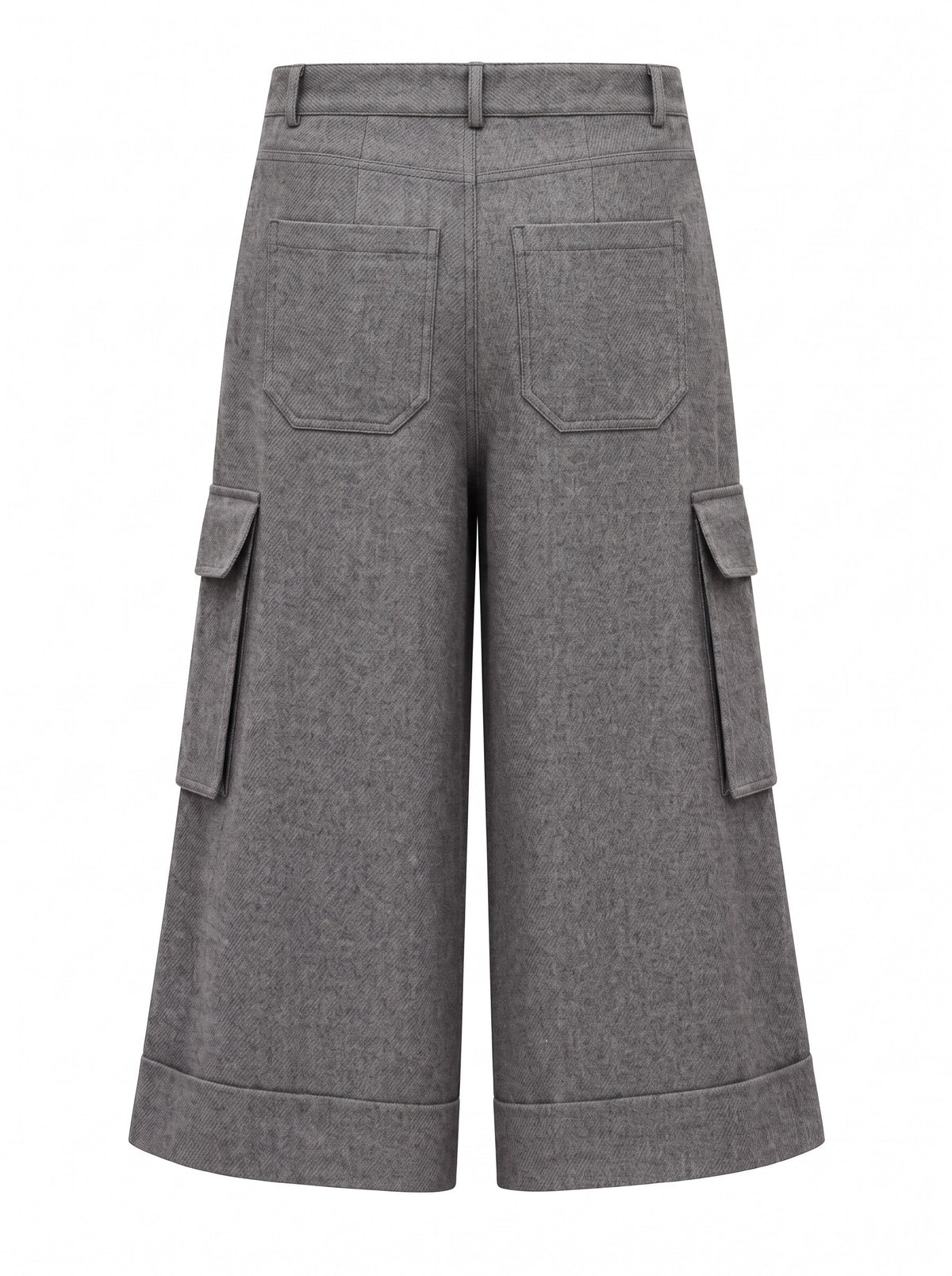 GREY GABARDINE CARGO PANTS