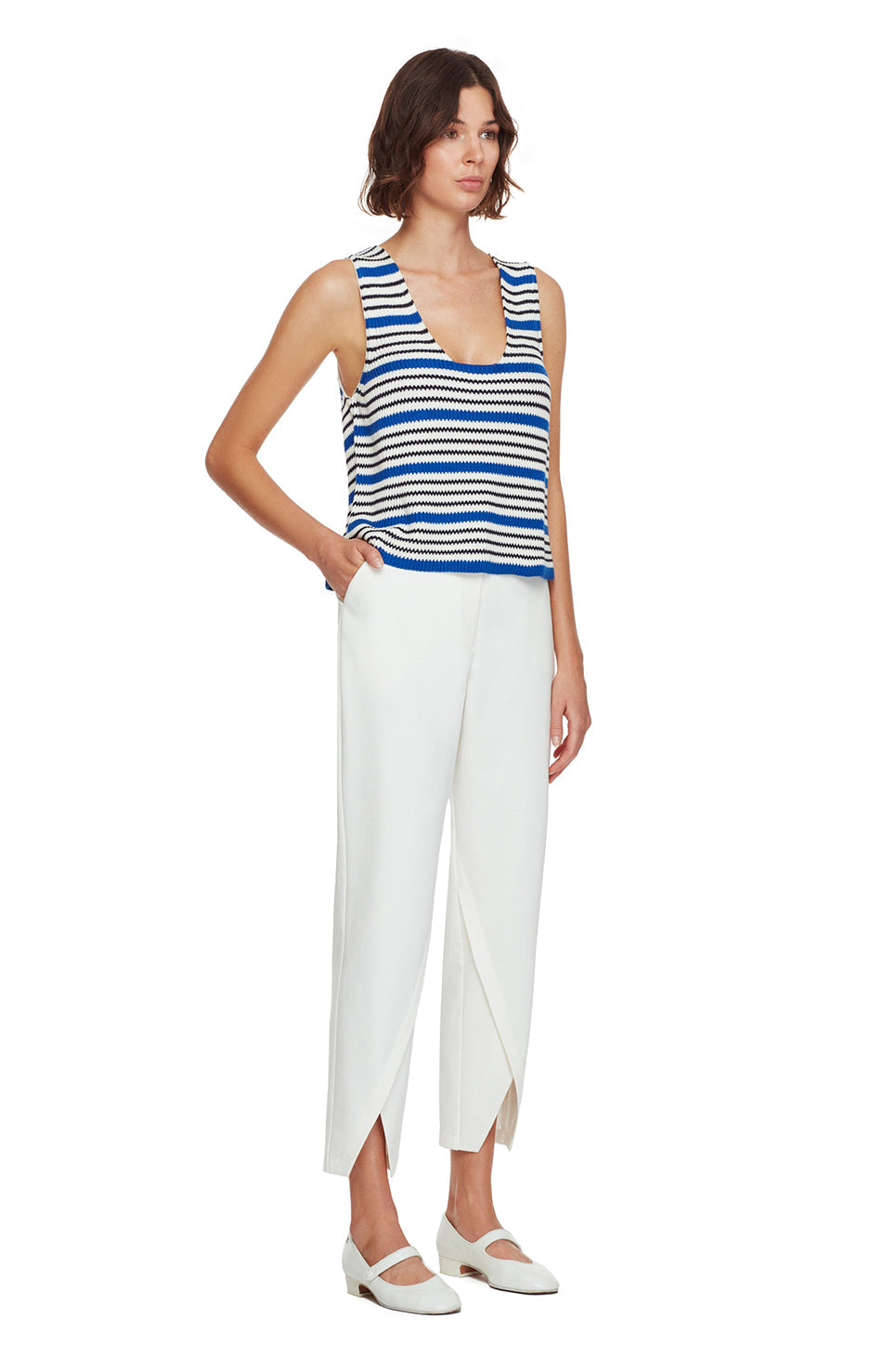 Marine Striped Cotton Knit Tank