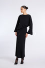 BLACK BIAS-CUT MIDI SKIRT