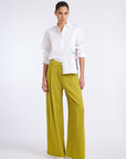CLASSIC OLIVE PLEATED PANTS