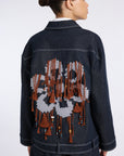 DENIM JACKET WITH FLOWER EMBROIDERY
