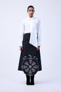 LASER CUT EMBROIDERED A-LINE SKIRT