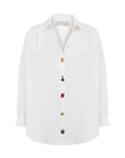 OLIMPOS WHITE SHIRT WITH EMBROIDERED BUTTONS