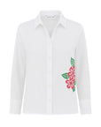 EMBROIDERY DETAILED CLASSIC WHITE SAKURA SHIRT