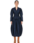 LIVIA NAVY BLUE SHIRT WITH WHITE POLKA DOTS