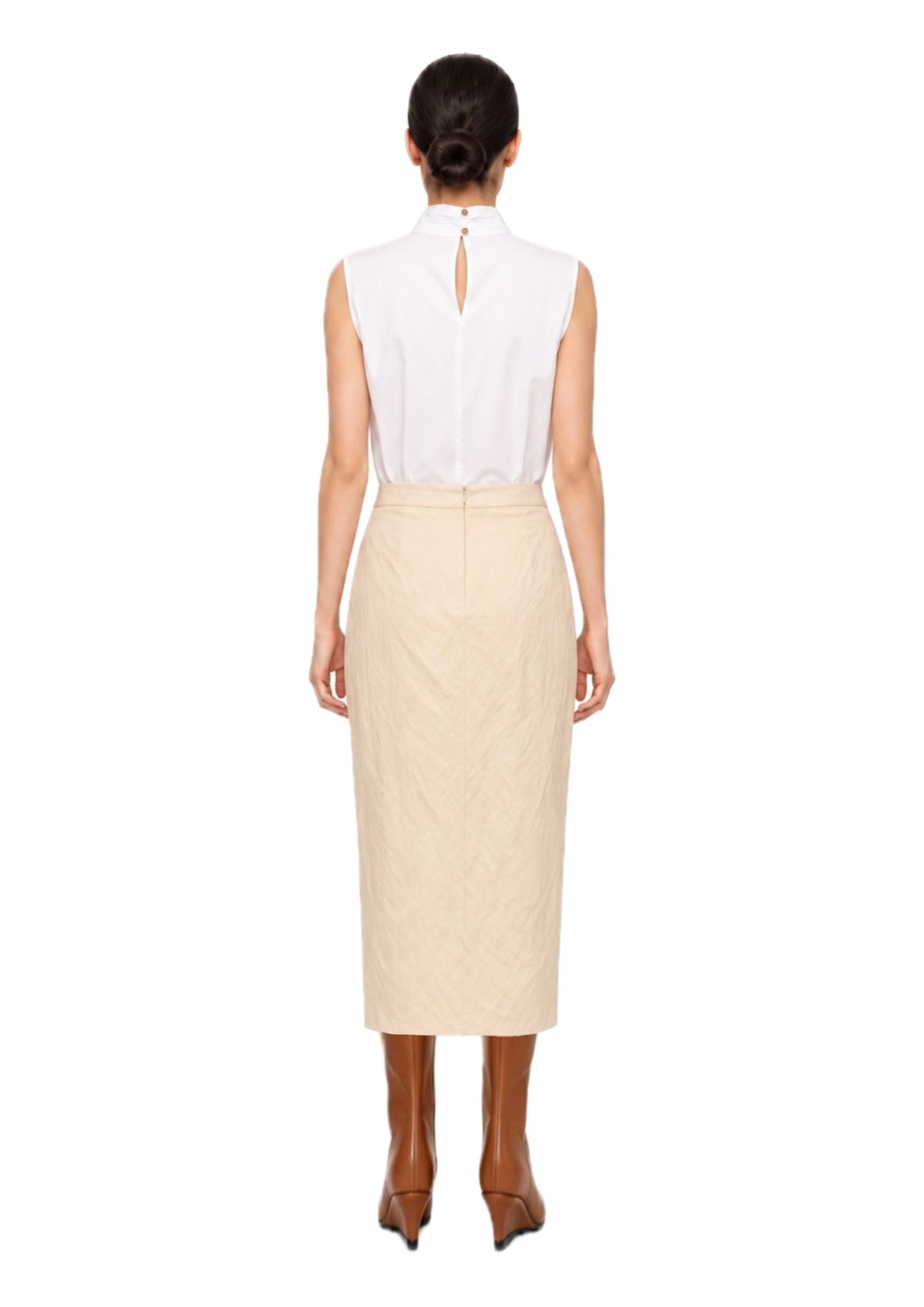 SCARF DETAILED BUTTER YELLOW SKIRT