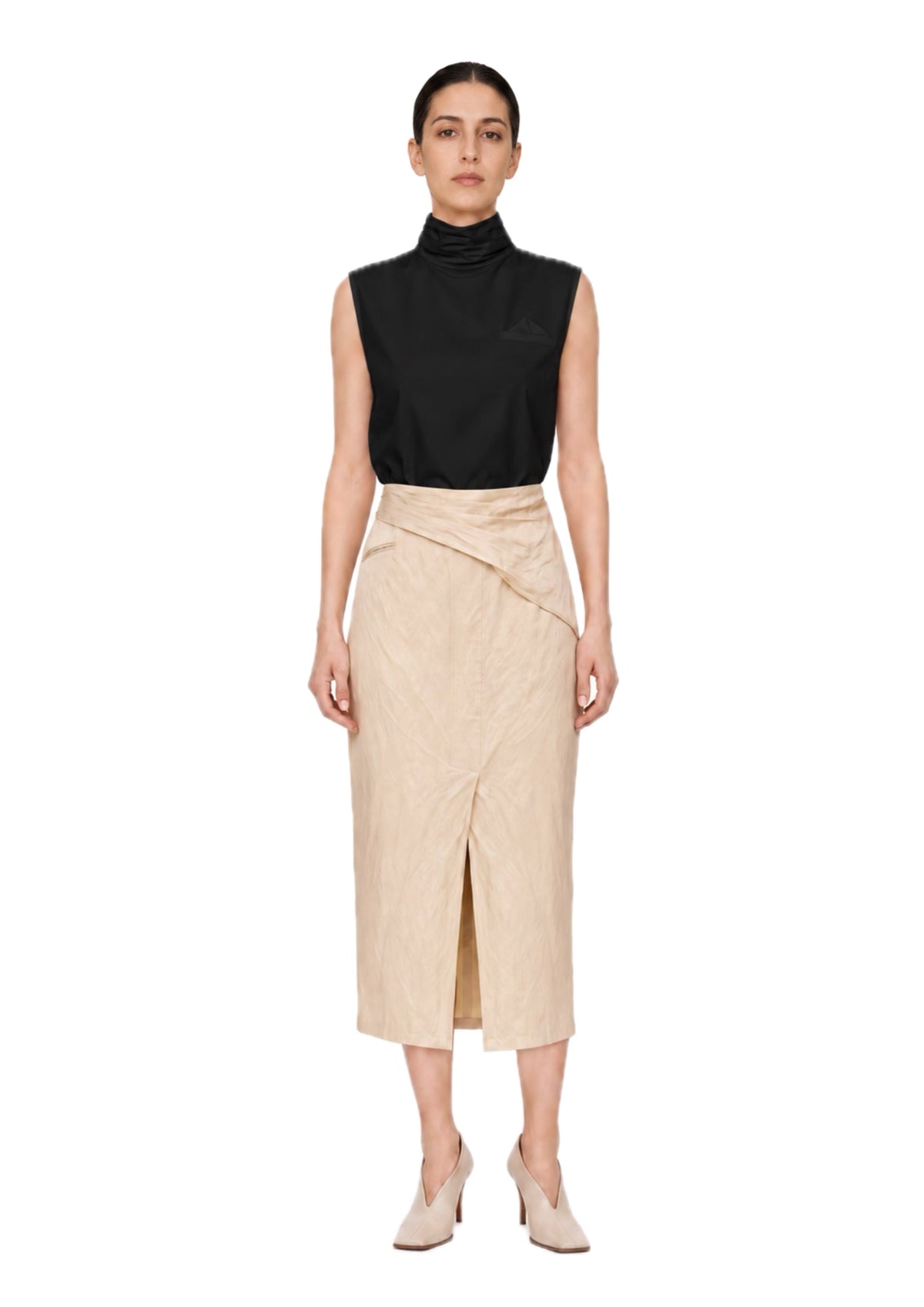 BLACK LALE BLOUSE WITH DRAPED NECKLINE