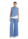 MANOLYA DOUBLE-LAYER BLUE BLOUSE