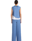MANOLYA DOUBLE-LAYER BLUE BLOUSE