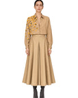 CAMEL TAFFETA SKIRT