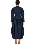 LIVIA NAVY BLUE SHIRT WITH WHITE POLKA DOTS