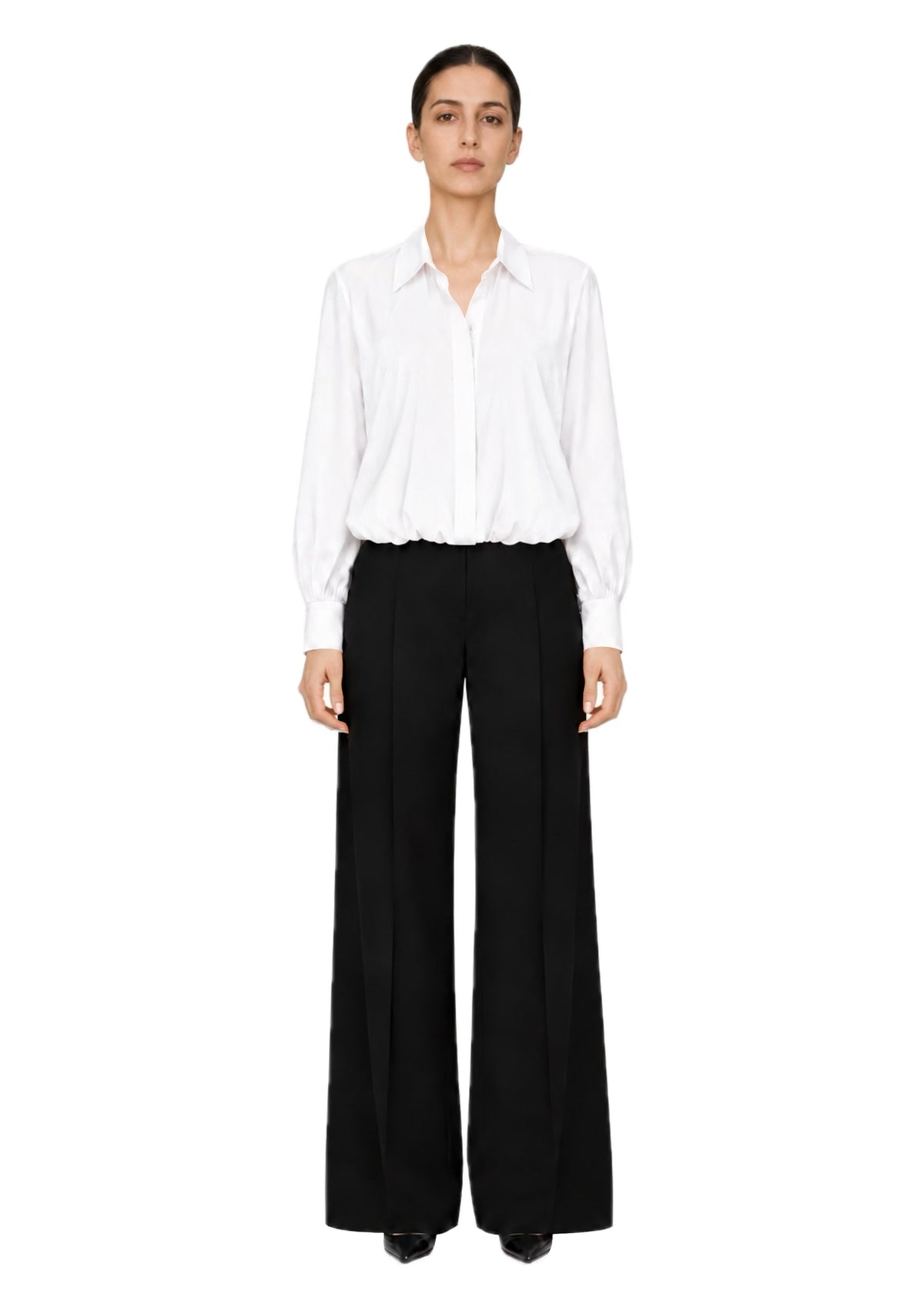 ORTANCA GATHERED WHITE SHIRT