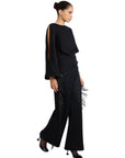 BLACK BEGONYA BLOUSE WITH SLIT SLEEVE DETAIL