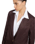 WRINKLED LOOKING BROWN SHINY JACKET