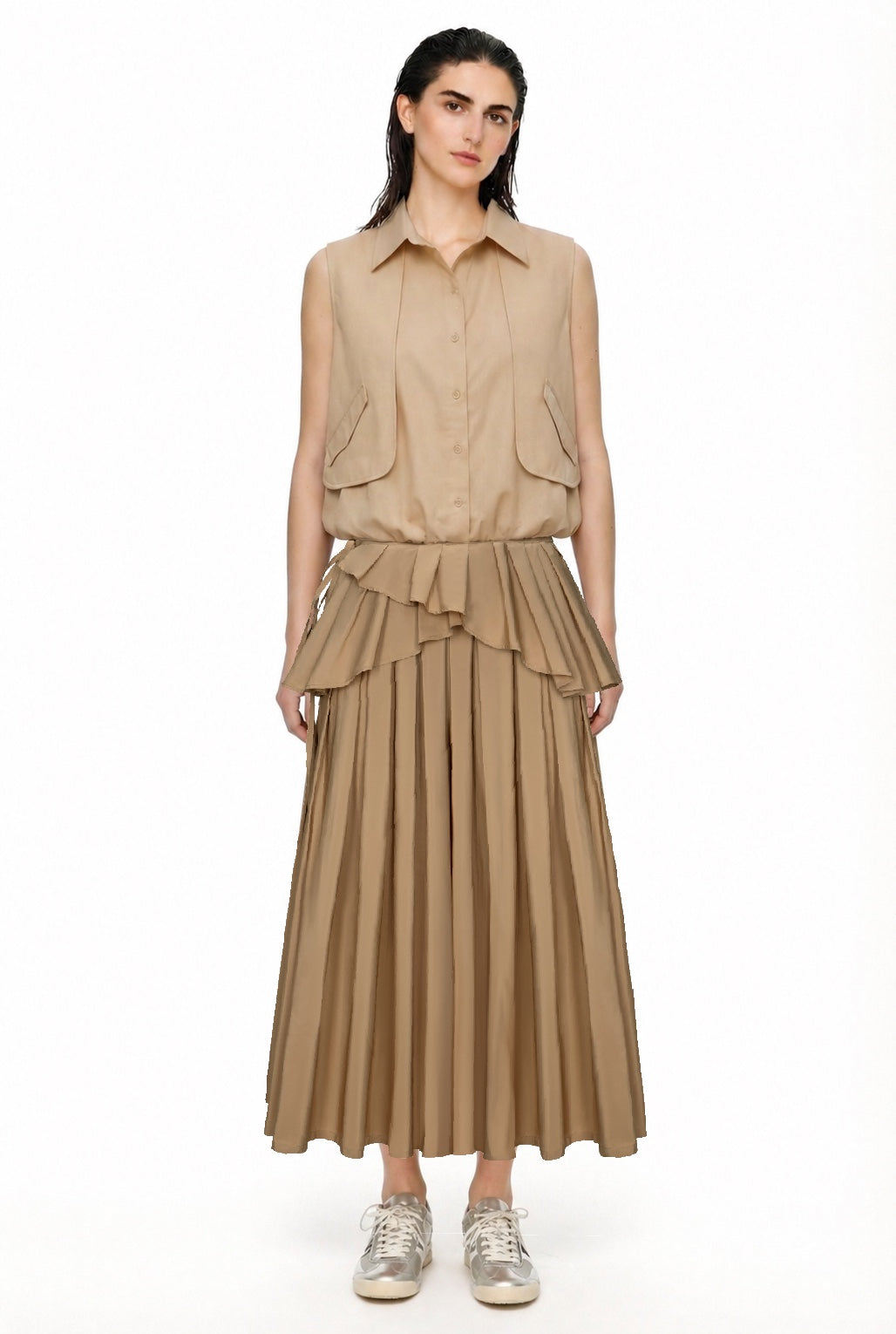 CAMEL SKIRT WITH PLEATS