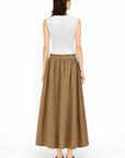 WHITE TOP CAMEL SKIRT DRESS