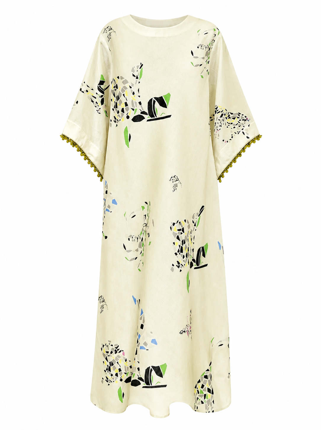 LINEN CAFTAN WITH MOSAIC PATTERN