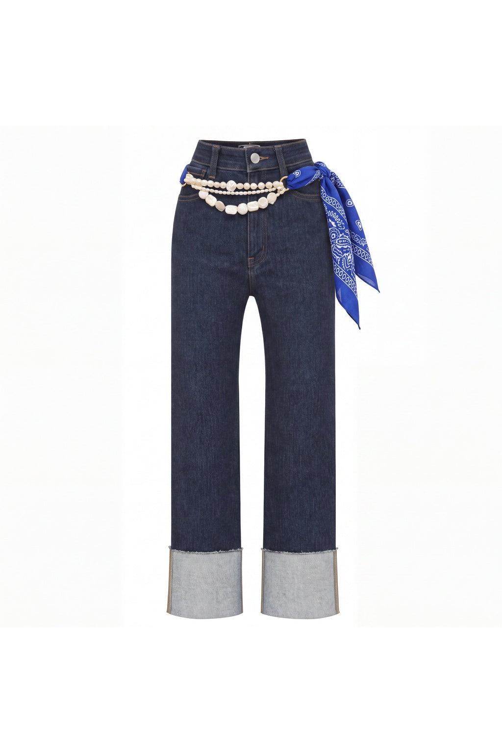 BLUE  BANDANA PEARL BELT