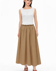 WHITE TOP CAMEL SKIRT DRESS