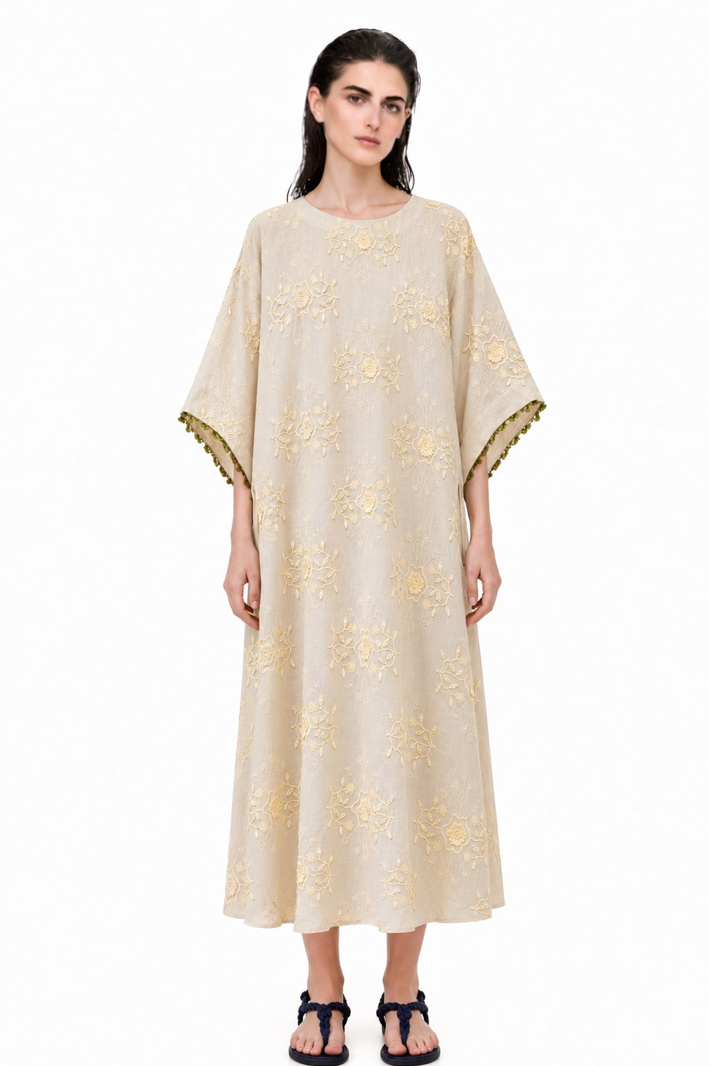 YELLOW EMBROIDERED CAFTAN