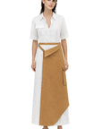 CAMEL TRENCH SKIRT DETAILED DRESS